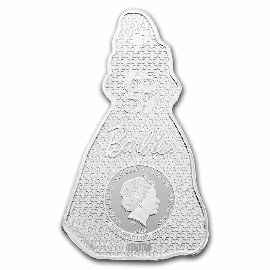 Stříbrná mince PAMP 2024 Barbie k 65. výročí s modrým safírem, 1 oz (krabička) - Obrázek 2