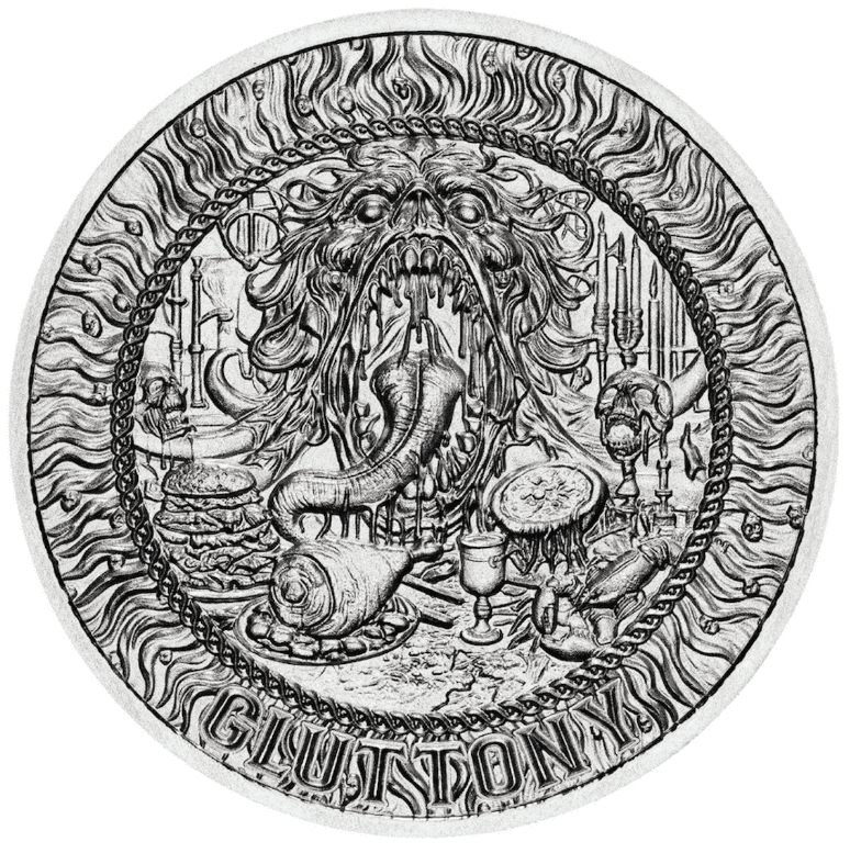 Stříbrná mince Sedm smrtelných hříchů – Obžerství 2025 1 oz