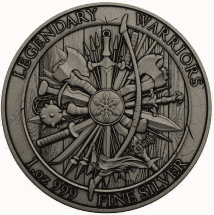 Stříbrná mince Achilles Victorious Legendary Warriors – 1 oz, barevná a antická úprava - Obrázek 2
