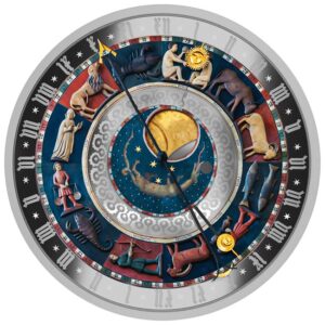 Stříbrná euromince Malta 5 euro Gdaňský orloj 2025. 1 oz Ag 999, Proof kvalita, ražba 700 ks. Skladem.