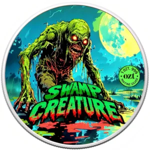 Hororová klasika ve stříbře: 1 oz medaile Bažinná příšera (2025). Ryzí stříbro 999, limitovaná edice 499 ks v dárkové kartě. Sběratelský unikát na Zlatoproradost.cz.