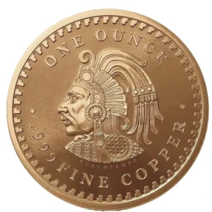 Úžasně detailní 1 oz měděná mince s motivem aztéckého kalendáře. Ryzí investiční měď .999. Sběratelský skvost v precizním provedení na Zlatoproradost.cz.