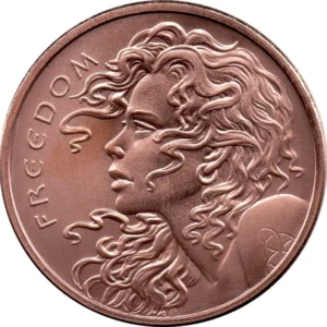 Moderní verze Peace Dollar – měděná mince Freedom Girl 1 oz ze série Silver Shield. Ryzí měď .999, revoluční design na Zlatoproradost.cz.