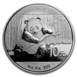 Investiční stříbrná mince Čínská Panda 2014 (1 oz). Ryzost .999, nominál 10 Juanů. Poslední ročníky v uncovém provedení. Skladem na Zlatoproradost.cz.