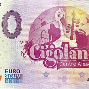 Sběratelská 0 eurová bankovka zábavního parku Cigoland (Alsasko, 2024). Oficiální francouzský suvenýr s motivem čápů na bankovkovém papíře na Zlatoproradost.cz.
